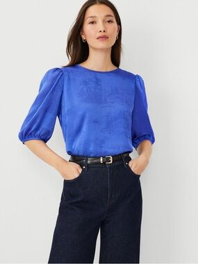 Ann Taylor Puff Sleeve Top (Small)